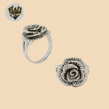 (2-5072) Plata de Ley 925 - Anillo Flor Oxidada