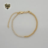 (1-0514) Gold Laminate - 3mm Popcorn Link Zircon Bracelet - 7" - BGF
