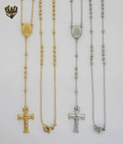 (4-6002) Stainless Steel - 3mm Mary Virgin Rosary Necklace - 20".
