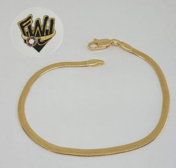 (1-0434) Gold Laminate Bracelet - 3mm Herrinbgbone Link - BGF - Fantasy World Jewelry