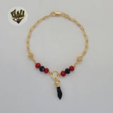 (1-0693) Gold Laminate - 3.5mm Azabache Bracelet - 7.5" - BGF