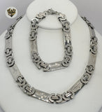 (4-7023) Stainless Steel - 10.5mm Alternative Link Men Set - 24''. - Fantasy World Jewelry