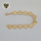 (1-0723) Gold Laminate - 11mm Heart Link Bracelet - 7" - BGF