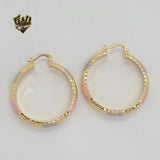 (1-2765) Gold Laminate - Three Tones Hoops - BGO - Fantasy World Jewelry