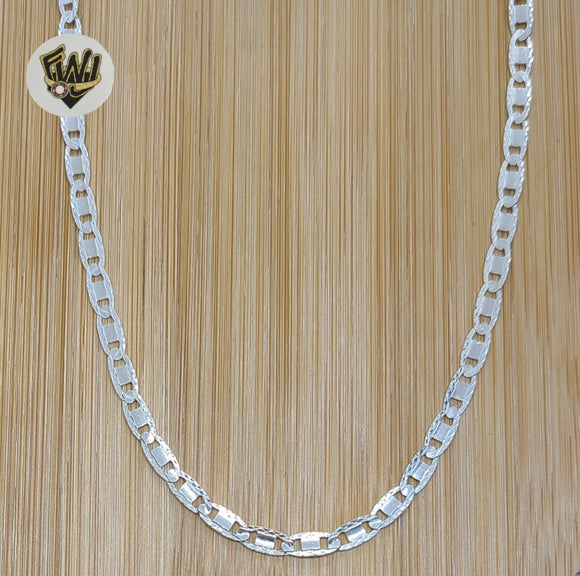 (2-8131) 925 Sterling Silver - 4.3mm Diamond Cut Marine Link Chains. - Fantasy World Jewelry