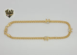 (1-0250) Gold Laminate - 3.5mm Bismark Link Elephants Anklet - 10" - BGF