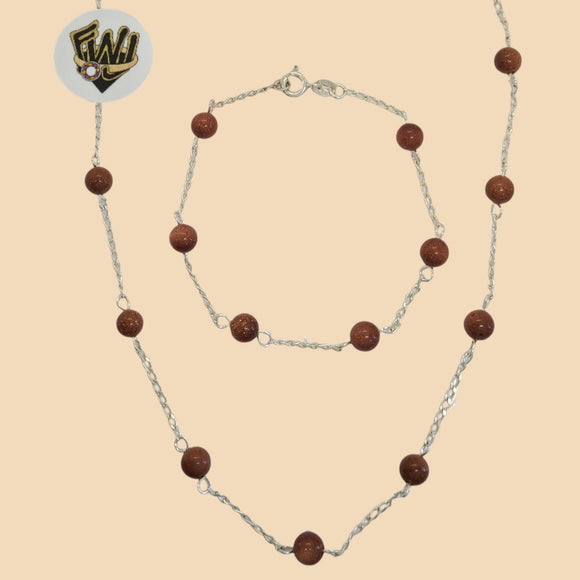 (2-66119) 925 Sterling Silver - 1.5mm Venturina Beads Set. - Fantasy World Jewelry