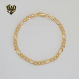 (1-0404) Laminado de oro - Brazalete de eslabones Figaro de 5 mm - 7,5" - BGF