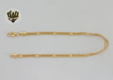 (1-0051) Gold Laminate - 4mm Triple Link Anklet - 10" - BGF