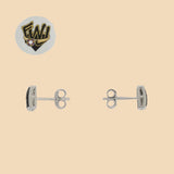 (2-3085) 925 Sterling Silver - Square Zircon Stud Earrings. - Fantasy World Jewelry