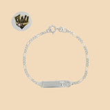 (2-0468-1) 925 Sterling Silver - 2mm Figaro Link Plate Kids Bracelet - 6"