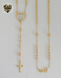 (1-3355) Laminado de oro - Collar del Rosario de la Virgen Milagrosa de 3 mm - 18" - BGF.