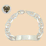 (2-0485) 925 Sterling Silver - 10mm Marine Link Plate Bracelet - 8" - Fantasy World Jewelry