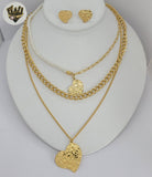 (4-7005) Stainless Steel - 6mm Layering Heart Necklace Set - 16"