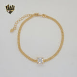 (1-0607) Laminado de oro - Pulsera de circonitas con cuentas de 3 mm - 7" - BGF