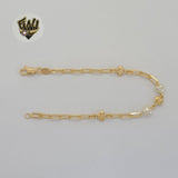 (1-0751) Gold Laminate - 3.5mm Paper Clip Link Heart Bracelet - 7.5" - BGF