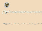 (2-0101) 925 Sterling Silver - 2mm Figaro Anklet - 10" - Fantasy World Jewelry