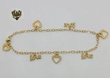 (4-3300-2) Stainless Steel - 2.5mm Rolo Link Charms Anklet - 10.5" - Fantasy World Jewelry