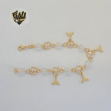 (1-0623) Laminado de oro - Pulsera con dijes de 9 mm - 7,5" - BGO