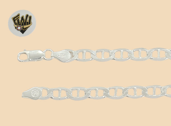 (2-0114) 925 Sterling Silver - 5.5mm Marine Link Anklet - 10