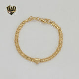 (1-0928) Gold Laminate - 4mm Bismark Link Heart Bracelet - 5.5" - BGF