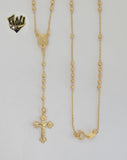 (1-3320) Gold Laminate - 1mm Miraculous Virgin Rosary Necklace - 18" - BGF.