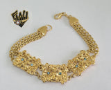 (1-0515-1) Gold Laminate Bracelet -Link Bracelet w/ Design- 7.5''-BGO - Fantasy World Jewelry