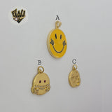 (1-2238-3) Gold Laminate - Happy Face Pendants - BGO