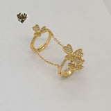 (1-3195) Gold Laminate - CZ Double Clover Ring - BGO - Fantasy World Jewelry