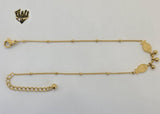 (4-3311) Stainless Steel - 1mm Curb Link Fishes Anklet - 8.5" - Fantasy World Jewelry