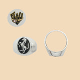 (2-5285) 925 Sterling Silver - Horse Men Ring - Fantasy World Jewelry