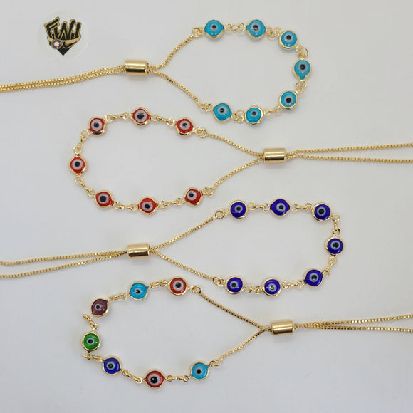 (MBRA-17) Gold Laminate - Adjustable Bracelet with Eyes - BGF - Fantasy World Jewelry
