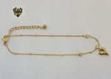 (4-3310) Stainless Steel - 1mm Curb Link Heart Anklet - 8.5" - Fantasy World Jewelry