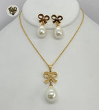 (4-9066) Stainless Steel - 1.5mm Bow Pearl Set- 18". - Fantasy World Jewelry