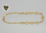 (1-0109) Gold Laminate - 3mm Figaro Link Shell Anklet - BGF - Fantasy World Jewelry