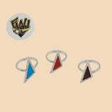 (2-5101) 925 Sterling Silver - Zircon Triangle Ring - Fantasy World Jewelry