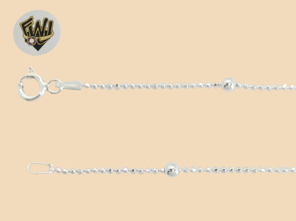 (2-0121) 925 Sterling Silver - 1mm Balls Anklet - 10