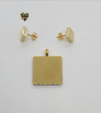 (4-9113) Stainless Steel - CZ Square Set. - Fantasy World Jewelry