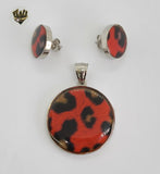 (4-9080) Stainless Steel - Animal Print Set. - Fantasy World Jewelry