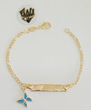 (1-0976-1) Gold Laminate -2mm Figaro Link Bracelet w/ Plate - 6.5" - BGF - Fantasy World Jewelry