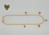 (1-0116) Gold Laminate - 2mm Curb Link Evil Eye Anklet - 10" - BGF - Fantasy World Jewelry