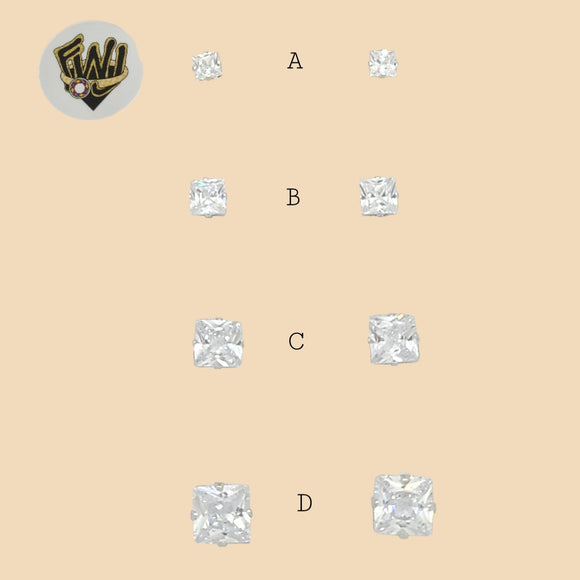 (2-3014) 925 Sterling Silver - Square Zircon Stud Earrings. - Fantasy World Jewelry