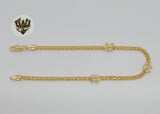 (1-0250) Gold Laminate - 3.5mm Bismark Link Elephants Anklet - 10" - BGF