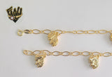 (1-0556) Gold Laminate Bracelet -5mm Alternative Link Bracelet w/ Charms -7.5''-BGO - Fantasy World Jewelry
