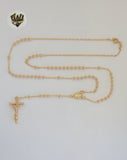(1-3305) Laminado de oro - Collar del Rosario de la Virgen Milagrosa de 3 mm - 24" - BGO.