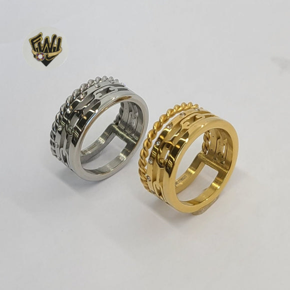 (4-0041) Stainless Steel - CZ Ring. - Fantasy World Jewelry