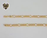 (1-1966) Laminado de oro - Cadena de eslabones Figaro de 7 mm - BGF