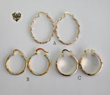 (1-2763-1) Gold Laminate - Three Tone Hoops - BGO - Fantasy World Jewelry