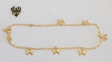 (1-0234) Gold Laminate - 1.5mm Figaro Anklet w/Charms - 10" - BGF - Fantasy World Jewelry