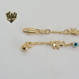 (1-0652) Gold Laminate - 2mm Elephants And Eyes Bracelet - 7.5" - BGF - Fantasy World Jewelry